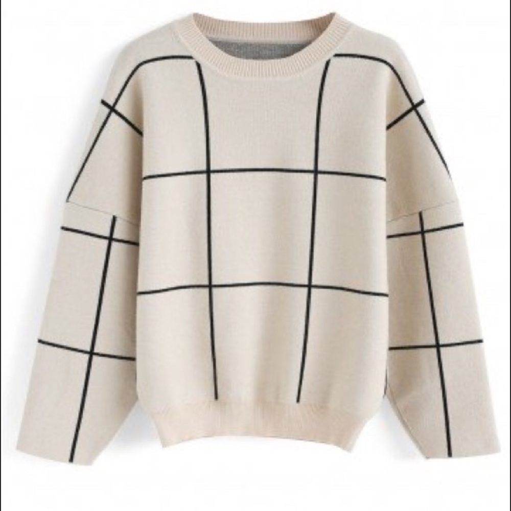 Grid Round Neck Sweater